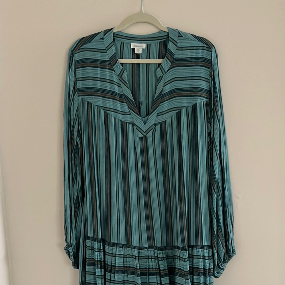 Sundance Teal Striped dress EUC